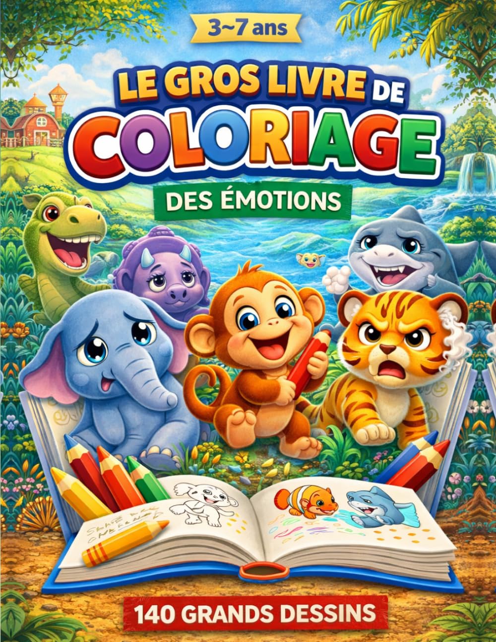 Le gros livre de coloriage des émotions: 140 grands coloriages pour aider les enfants à reconnaître et exprimer leurs émotions