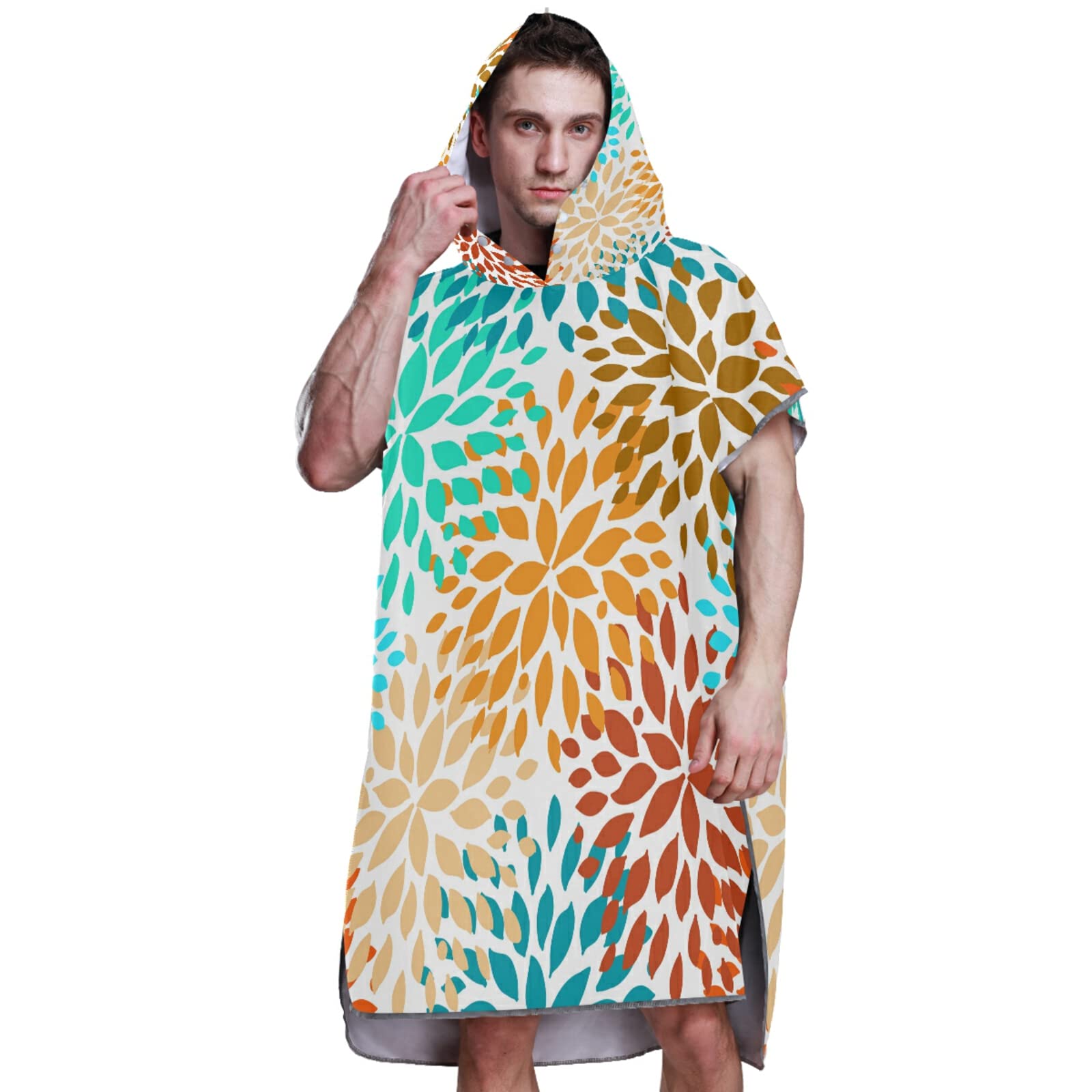 Surf-Poncho für Erwachsene, nahtlos, von Hand gezeichnet, für Frühling oder Sommer, mit Kapuze und Tasche, schnell trocknend, Mikrofaser-Handtuch für Badezimmer, Strand im Freien