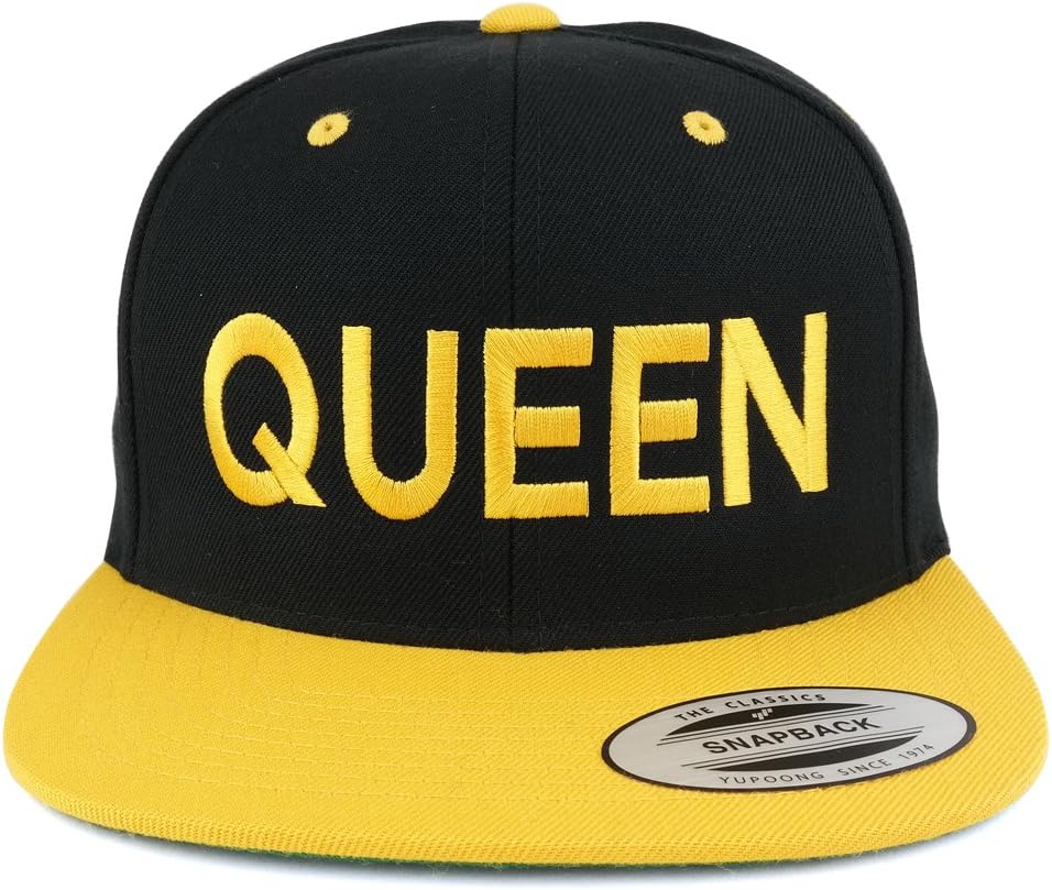 Trendy Apparel Shop Queen Two Tone Embroidered Flat Bill Snapback Cap