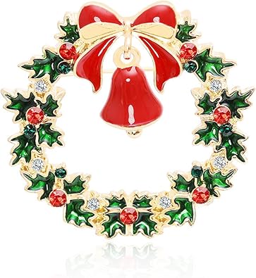 Christmas Brooches and Pins for Women Sparkly Rhinestones Christmas Tree Snowflake Bell Brooch Pins for Socks Bags Stocking Stuffers Christmas Jewelry Gifts
