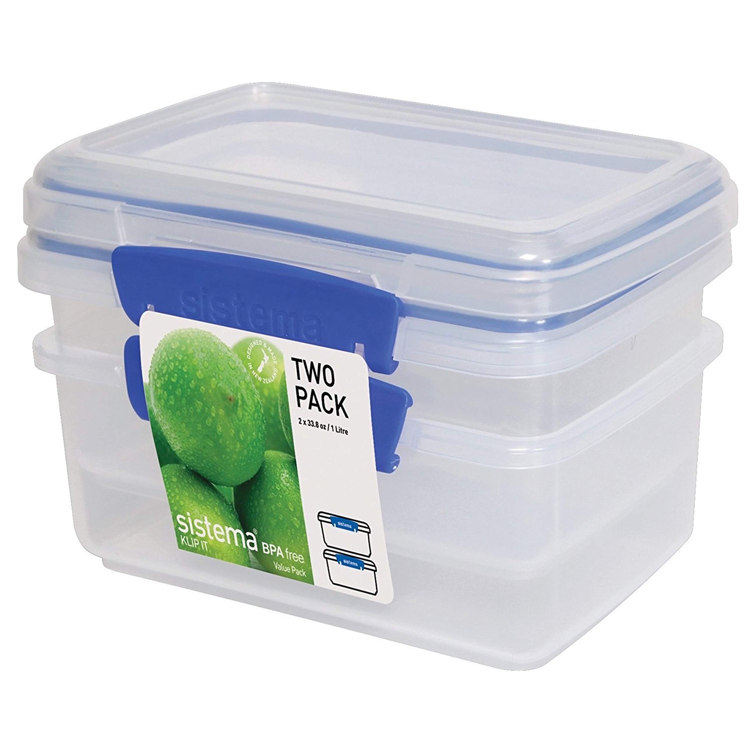 SistemaKLIP IT Food Storage Containers, 1 L - Pack of 2