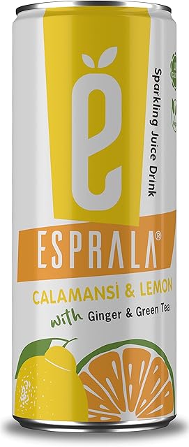 Esprala Real Fruit Sparkling Drinks - Lightly Fizzy Calamansi & Lemon, Begin The Moment to a Delicious, Low Calorie, Low Sugar, Soft Drink that's Bursting with Flavour, Pack of 6 x 250ml