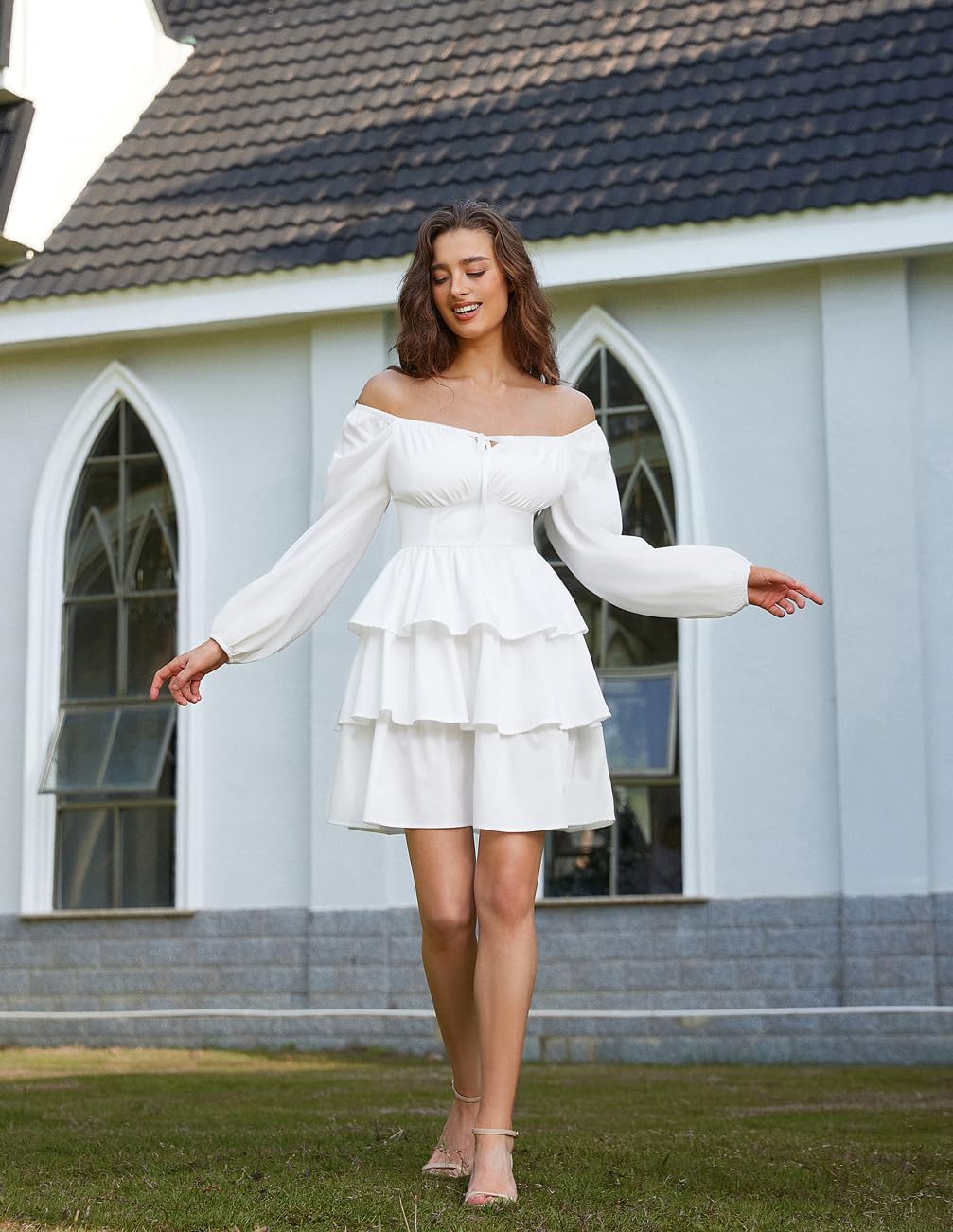 Scarlet Darkness Renaissance Dress for Women Off Shoulder Long Sleeve Medieval Corset Dresses - Image 3