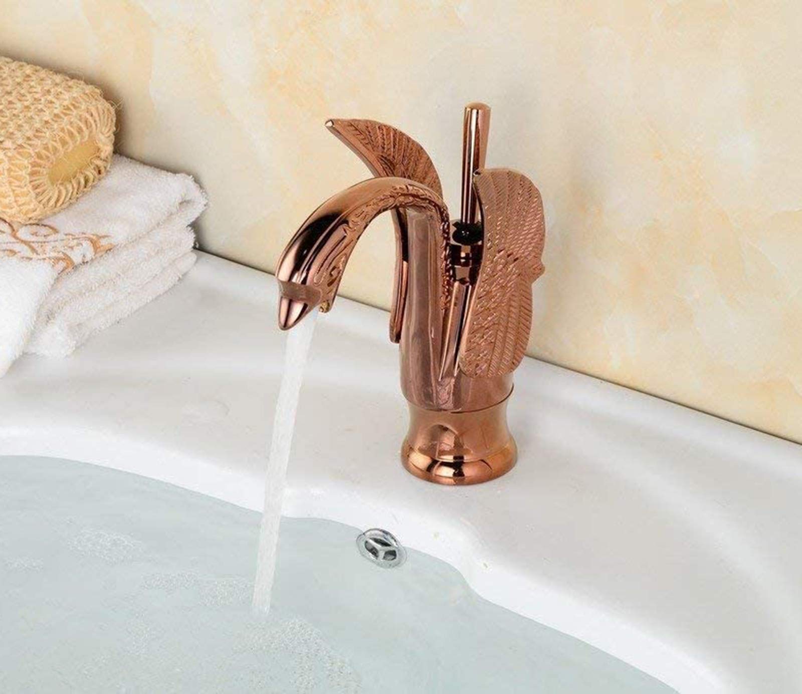 Rubinetto per lavabo da Bagno Swan in Rame Anticato, monocomando, a Foro Singolo, per Bagno, lavabo, Montaggio su Piano, Commerciale
