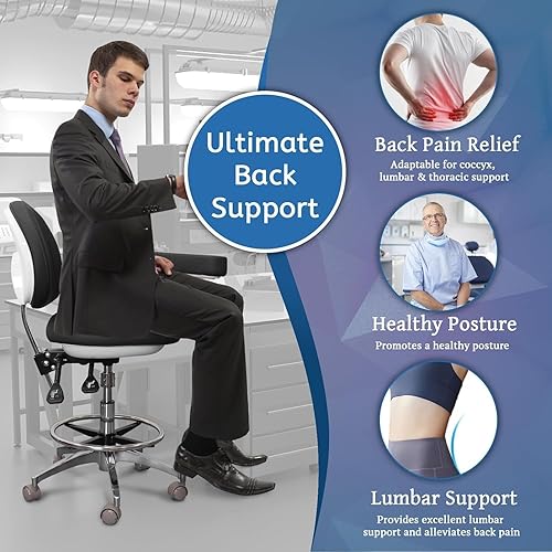 Miniatura 6 de Silla auxiliar dental médica con reposabrazos giratorio, silla médica con ruedas, asiento giratorio ergonómico, soporte de respaldo para clínicas,