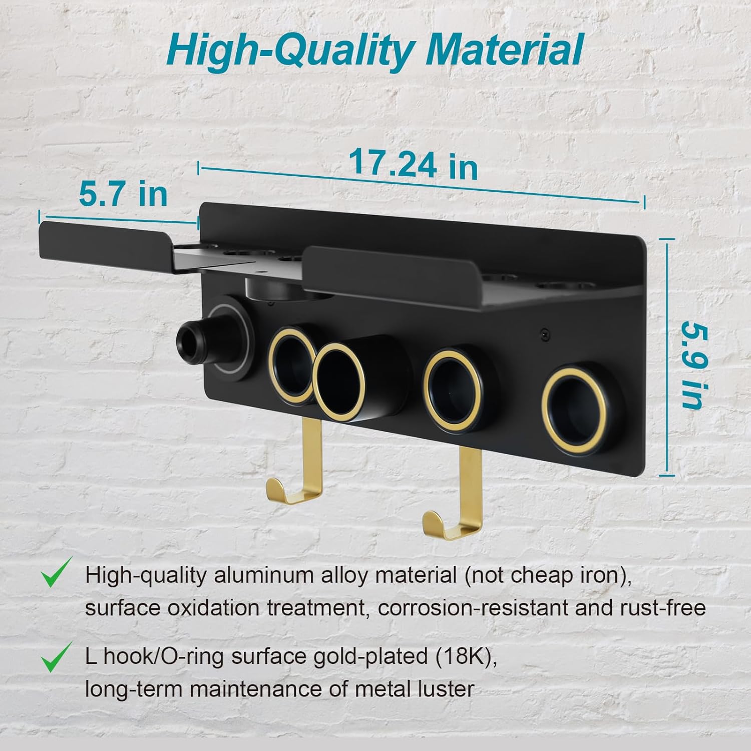 CATOOMUU Wall Mount Hair Dryer Stand Holder for Dyson Supersonic Nural Hair Dryer and Dyson Airwrap Styler, 2 in 1 Blow Dryer Accessories Organizer Storage Rack, Aluminum Alloy