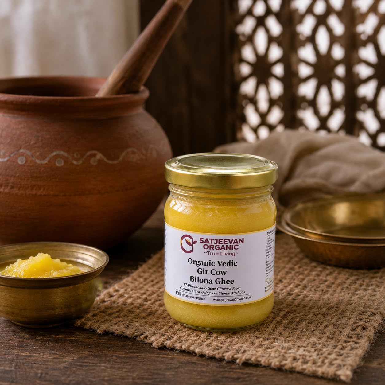 Satjeevan Organic Vedic Gir Cow Bilona Ghee 100ml | A2 Milk, Hand-Churned | Naturally Grown, Grass-Fed | Traditional Vedic Method 1