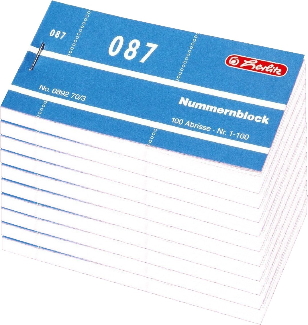 Herlitz Nummernblöcke 1-1000, 105 x 50 mm (20 × 100 Abrisse, weiß)