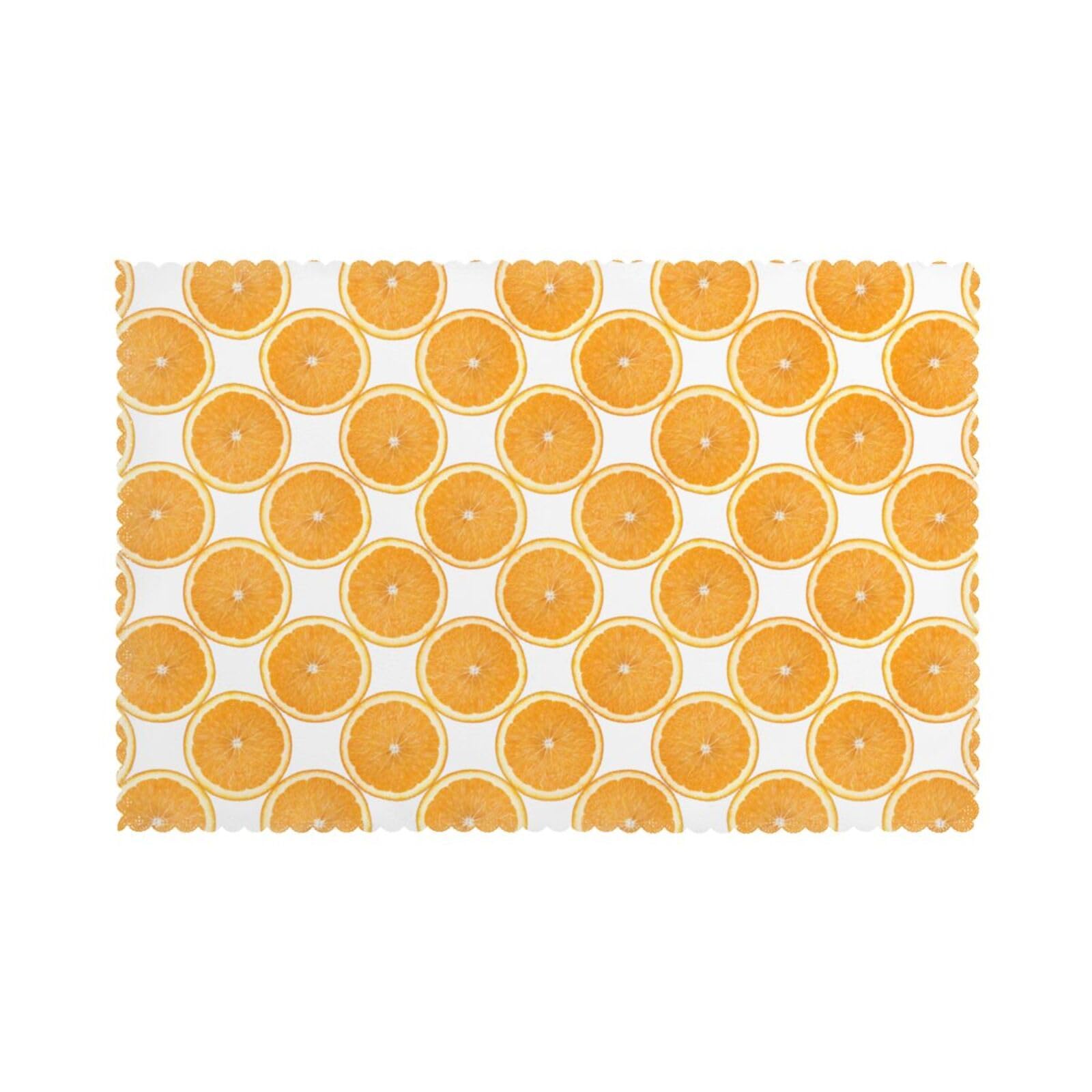 Set de table orange motif agrume pour repas convivial lot de 6