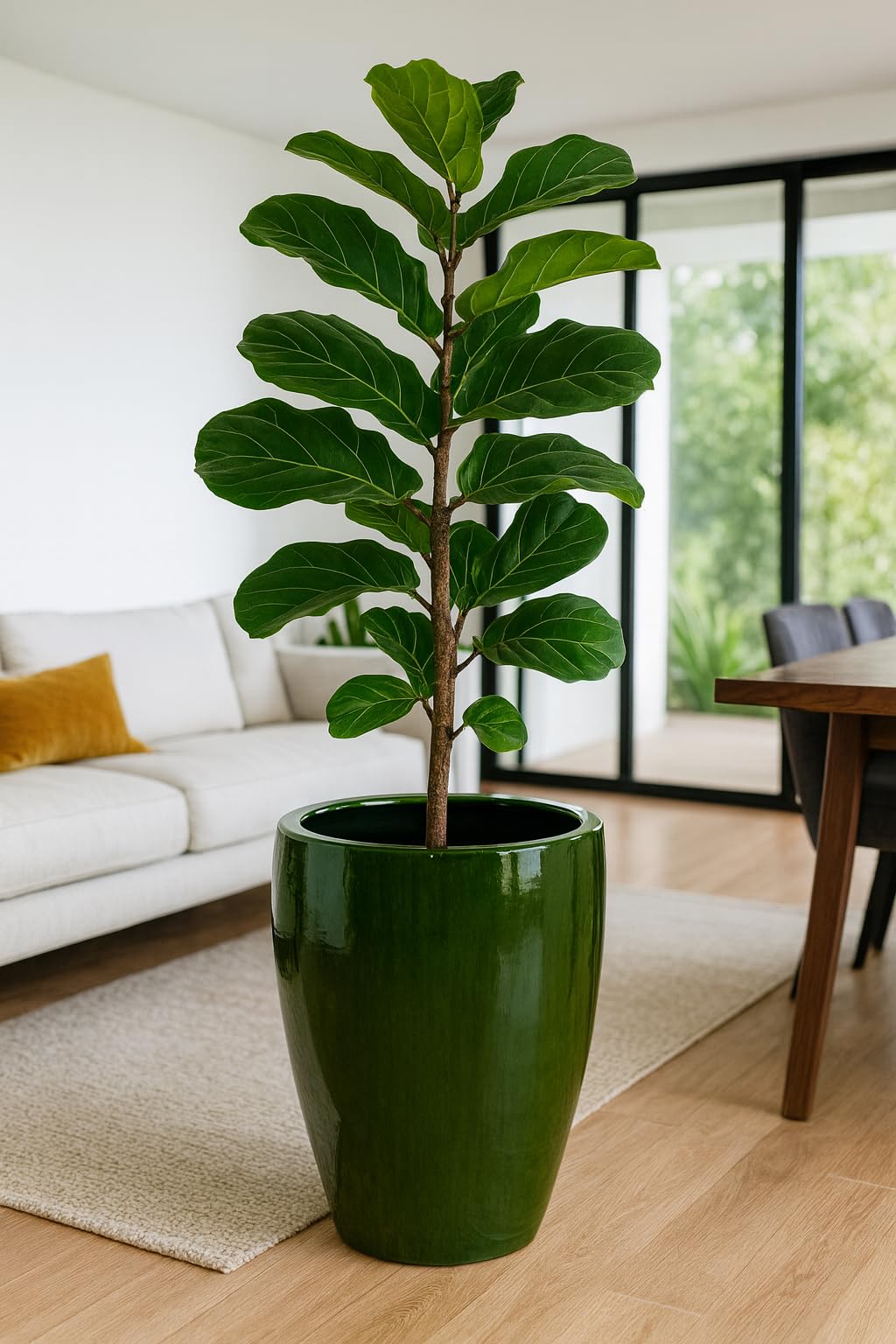 Vaso Tondo Grande In Ceramica Smaltata Verde, Dimensioni Assortite, Cachepot Decorativo Per Piante Da Interno Ed Esterno, Ideale Per Giardino, Terrazzo, Ingresso, Hotel, Ristoranti (Verde, 45,5x58 cm)