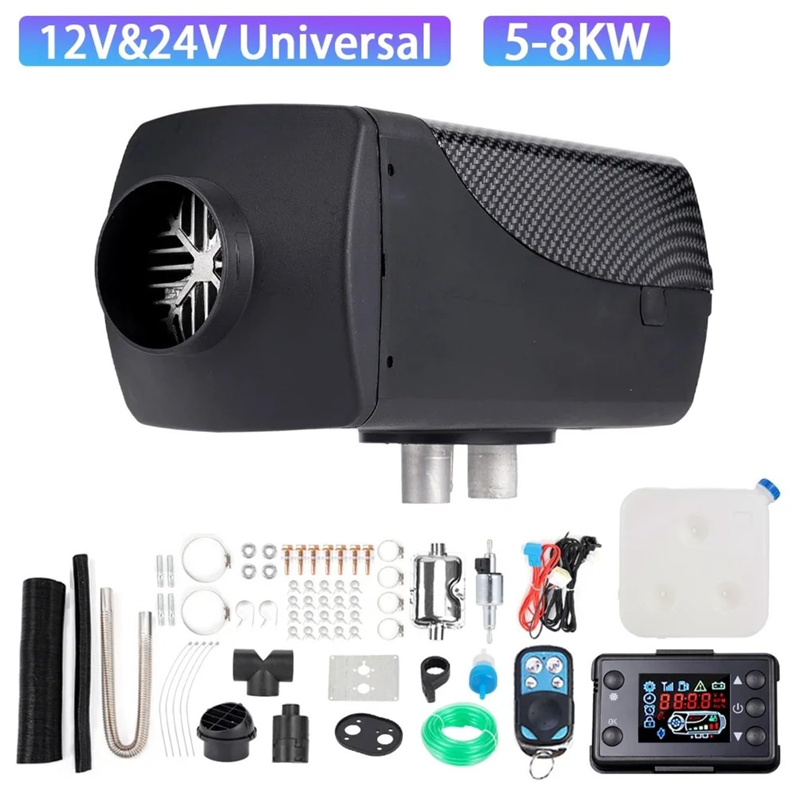 samochodowy Nagrzewnica Ogrzewacz samochodowy 12 V/24 V, 5-8 kW, nagrzewnica powietrza na olej napędowy z tłumikiem, zdalnie sterowany nagrzewnica powietrza(12V 24V)