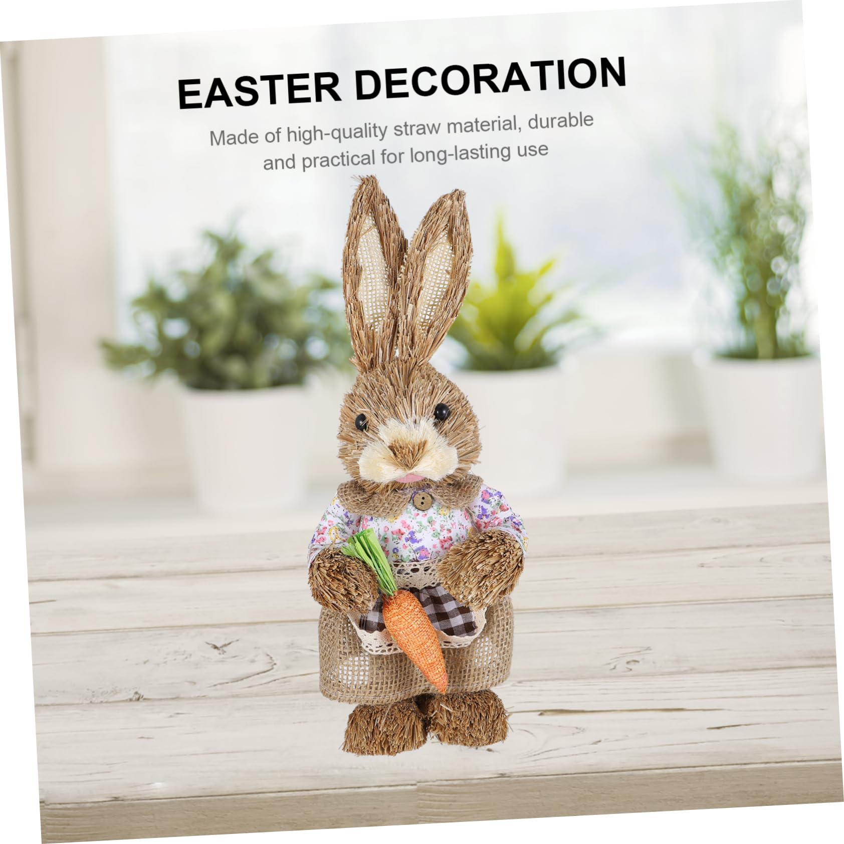 Amosfun 2 Pz Coniglio di simulazione di Pasqua bomboniere natalizie strenna natalizia pentola giocattoli rosa decorazioni per la casa per pasqua statuine di coniglietti di paglia cannuccia