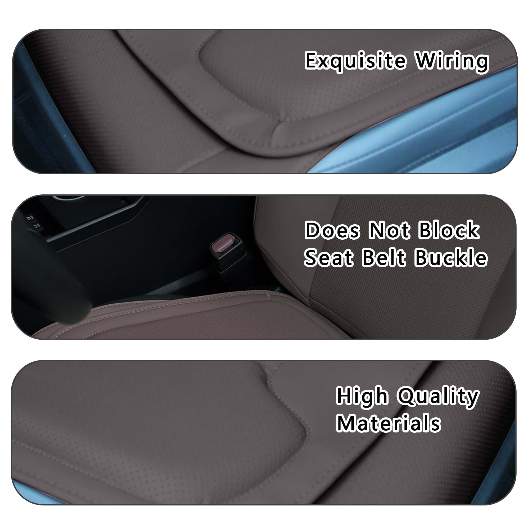 Cojín de Asiento de Automóvil Memoria Nappa Cuero Protector de Asiento Múltiple Diseño Ergonómico Espuma de Memoria Brown,1pcs
