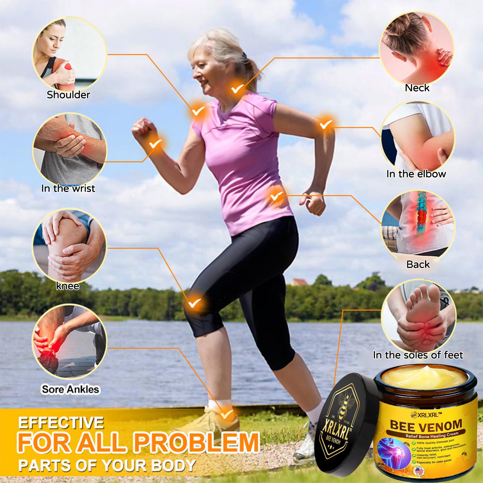 XRLXRL Bee Venom Relief Bone Healing Cream, Professional Bee Venom Cream for Activities, Bee Venom Joint & Bone Therapy cream for Back, Knee, Hands, Neck, Feet, for All Skin Types (1 Bottle) — view 2