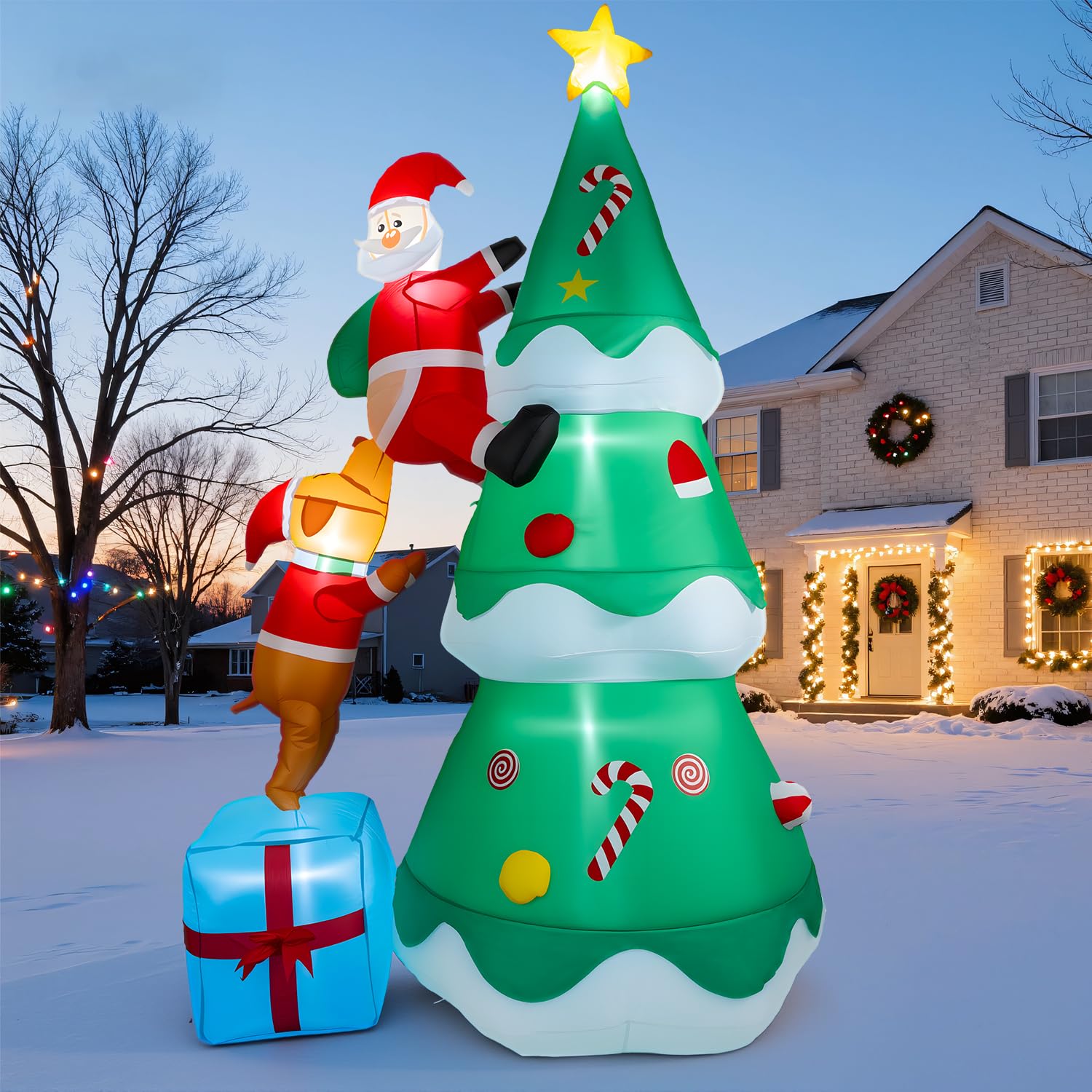 Sapin de Noël gonflable 2,1 m pour partager des rires en famille dans le jardin