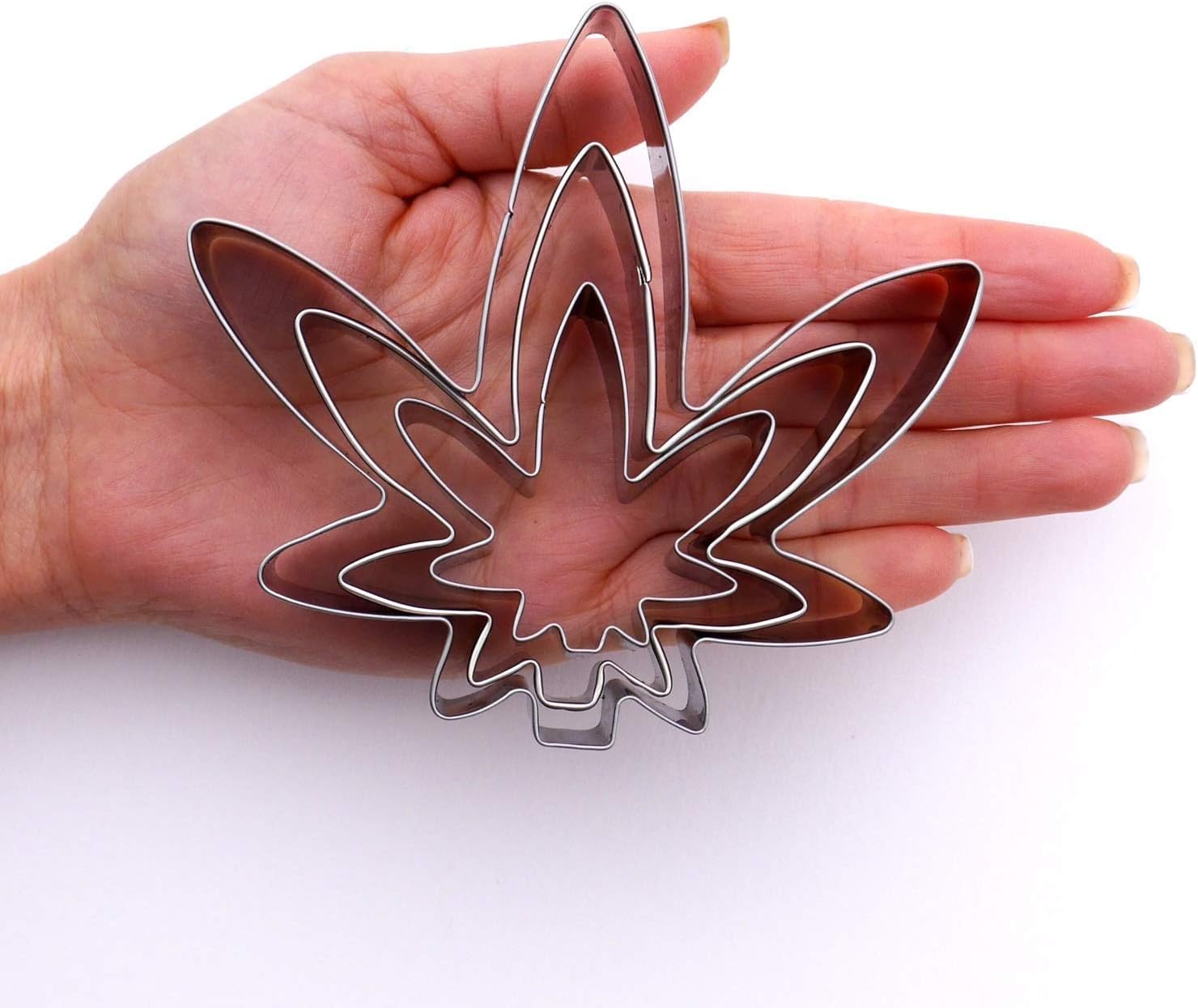 Hemp Marijuana Leaf Cookie Cutter Set – Sharp & Stainless Steel Cooking Utensils – A Fun Fit for Sandwiches, Pancakes, Fruits & Crafts – Dishwasher-Safe 3-Piece Bakery Supplies by Sweet Cookie Crumbs image 3