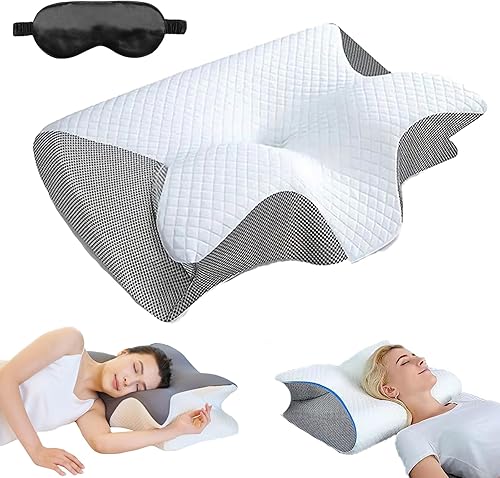 Restora - Almohada para la apnea del sueño, almohada de tracción cervical Restora, almohadas ergonómicas para dormir de lado para aliviar el dolor,