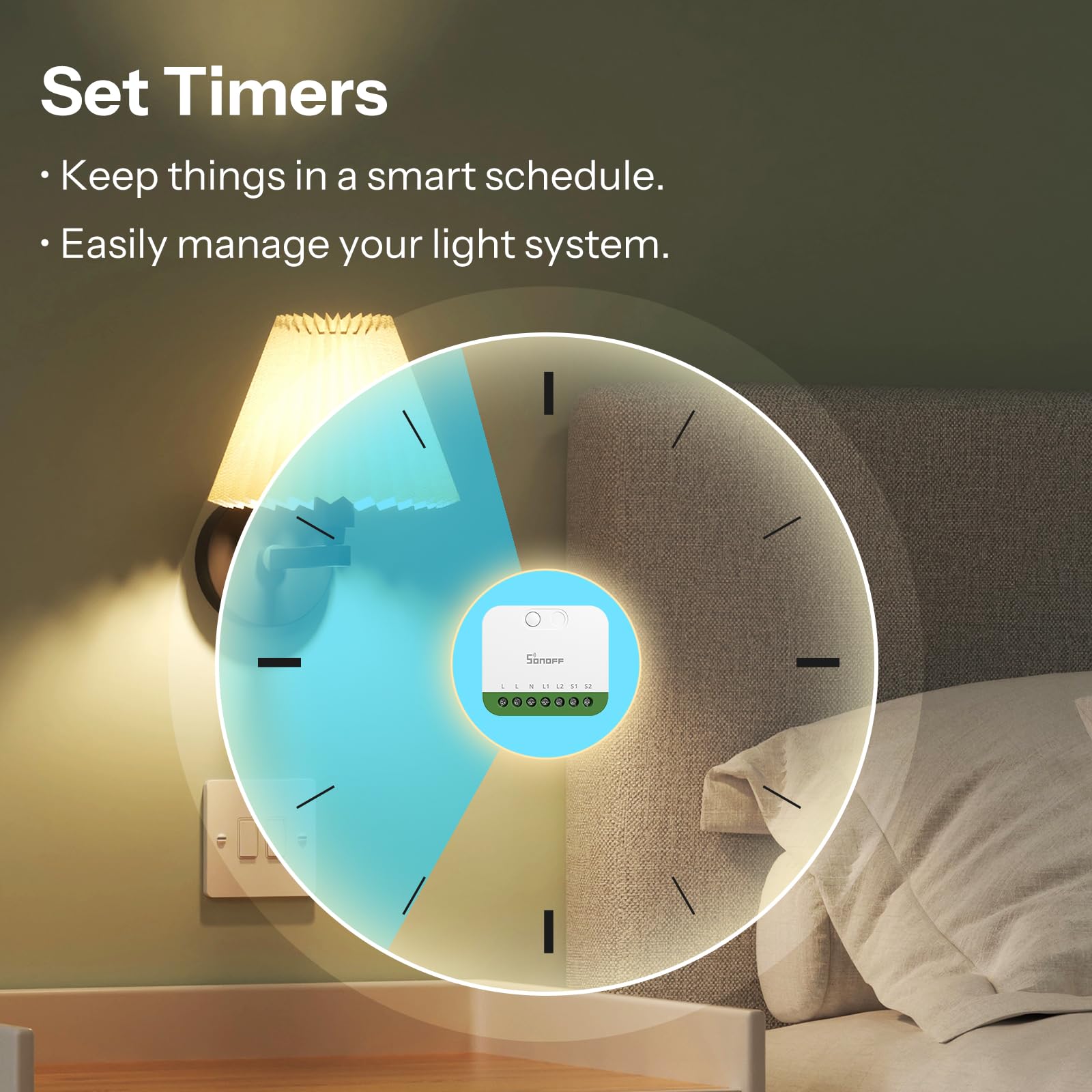 SONOFF MINI DUO（Matter przez WiFi） Przełącznik Inteligentny WiFi 2-Kanałowy, Współpracujący z Matter, Całkowite Obciążenie 16A, Kompaktowy na Pudełka Standardowe, Sterowanie Zdalne i Automatyczne