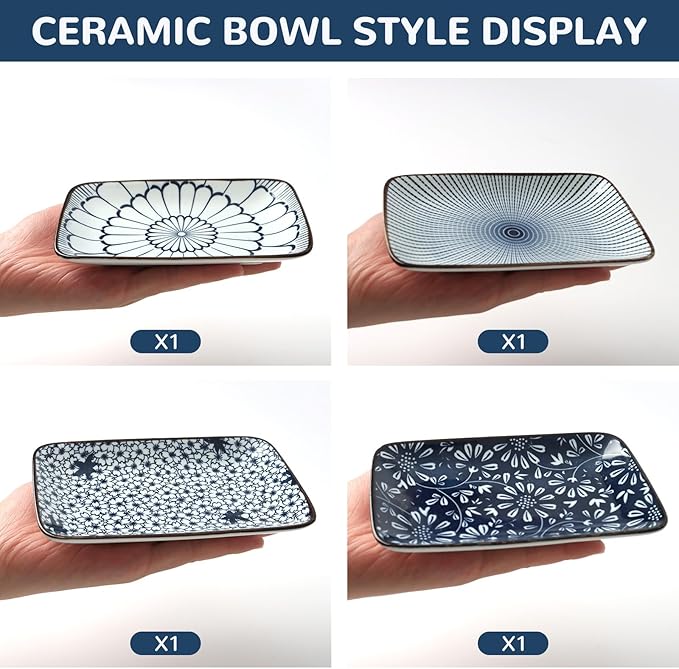 Set de 4 Platos Rectangulares de Cerámica 3.6 pulgadas para Sushi miniatura 4