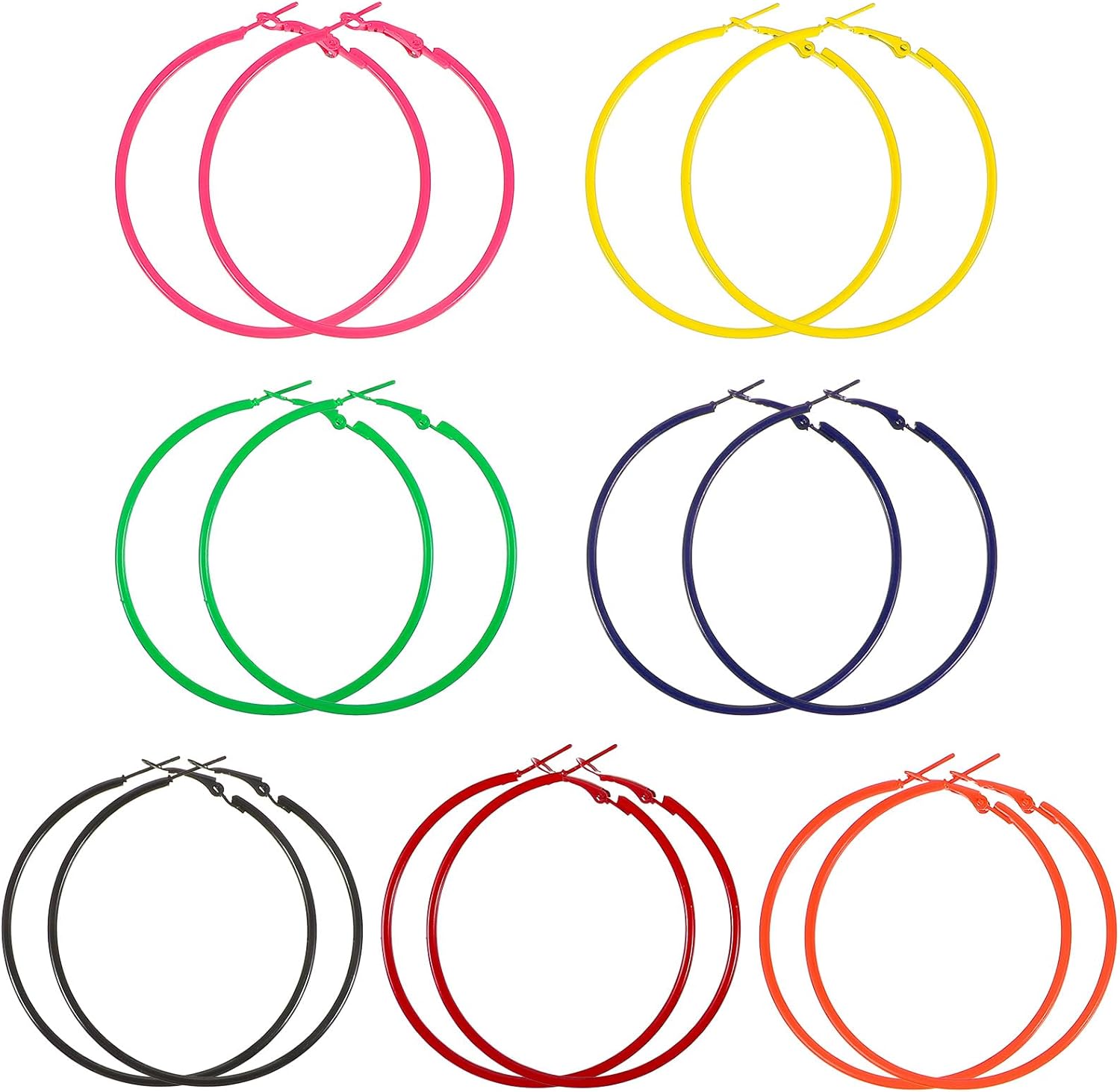 7 Pairs Colored Hoops Earrings, Women's Colorful Matte Hoop Earring, Lightweight Round Retro Bright Colorful Hoop Earring for Women's Jewelry Making, DIY Earrings Crafts