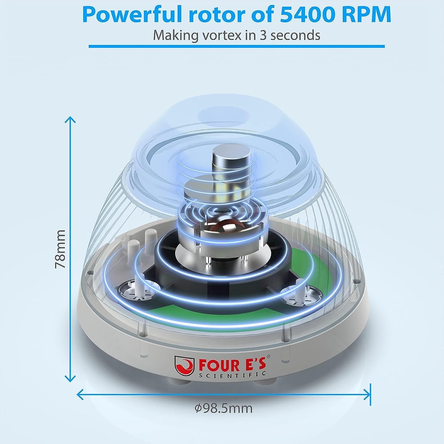 FOUR E'S SCIENTIFIC Mini Vortex Mixer Farbmischer Labor Vortex Schüttler Acryl Farbmischer Touch Mode Φ5.5mm Orbit 5000UpM 50mL