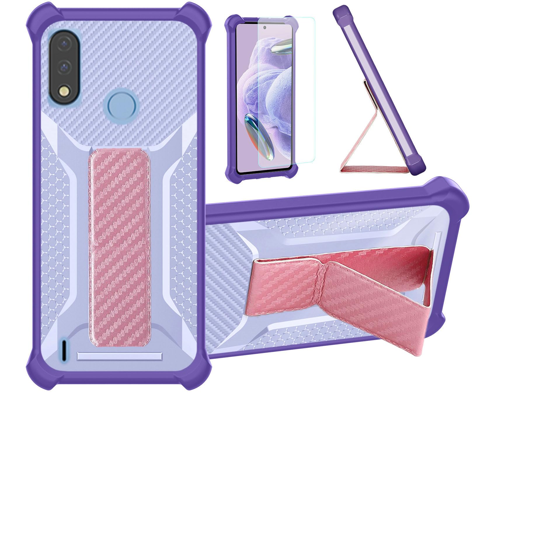 Case for Benco V60 Phone Case Stand Cover [with Tempered Glass Screen Protector] Hybrid Case [Folding Support Magnetic] [Frosted Anti-Fingerprint] Purple