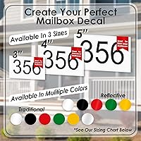 Vista 3 de Mailbox Decals Made In USA House Numbers For Mailbox Available In Standard And Reflective Colors 3 4 or 5 inch Mailbox Numbers