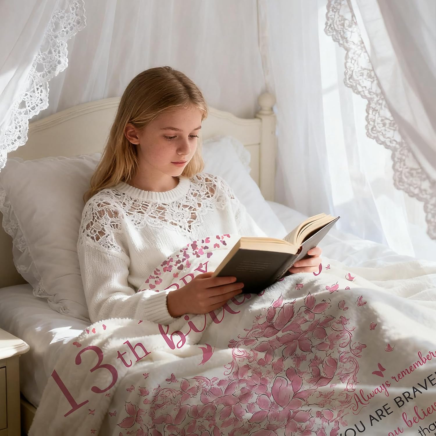 13th Birthday Gifts for Girls, 50"x60" Soft Throw Blanket for Teen Girl | Gift for Daughter, Granddaughter, Niece | Cute Girly Present & Party Decorations