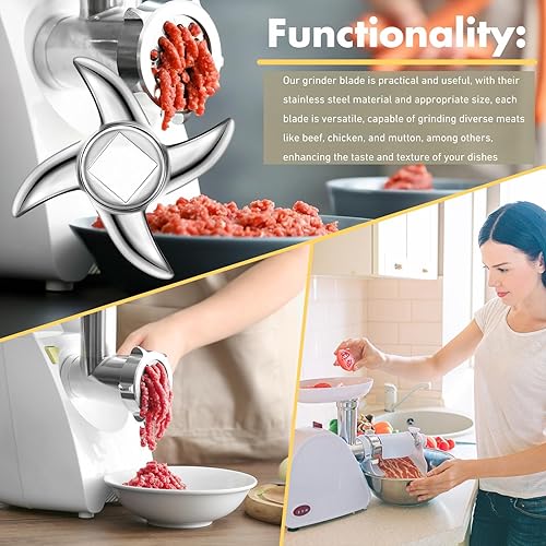 Miniatura 5 de Leriton 4 piezas # 12 cuchilla de acero inoxidable cortador de cuchillo de repuesto para picadora de carne tamaño 12 cuchillo picador de carne para