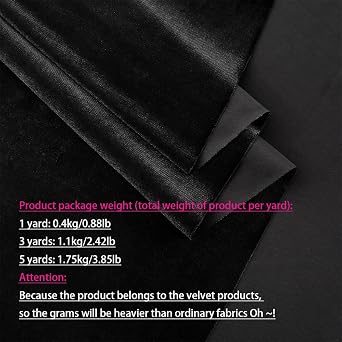 Black Velvet Fabric by The Yard, 1 Yard, 60 Wide | Stretch Velvet Fabric, Soft with a Lustrous Sheen, Ideal for Upholstery, Drapes, and Crafts, Easy to Cut, No Fray