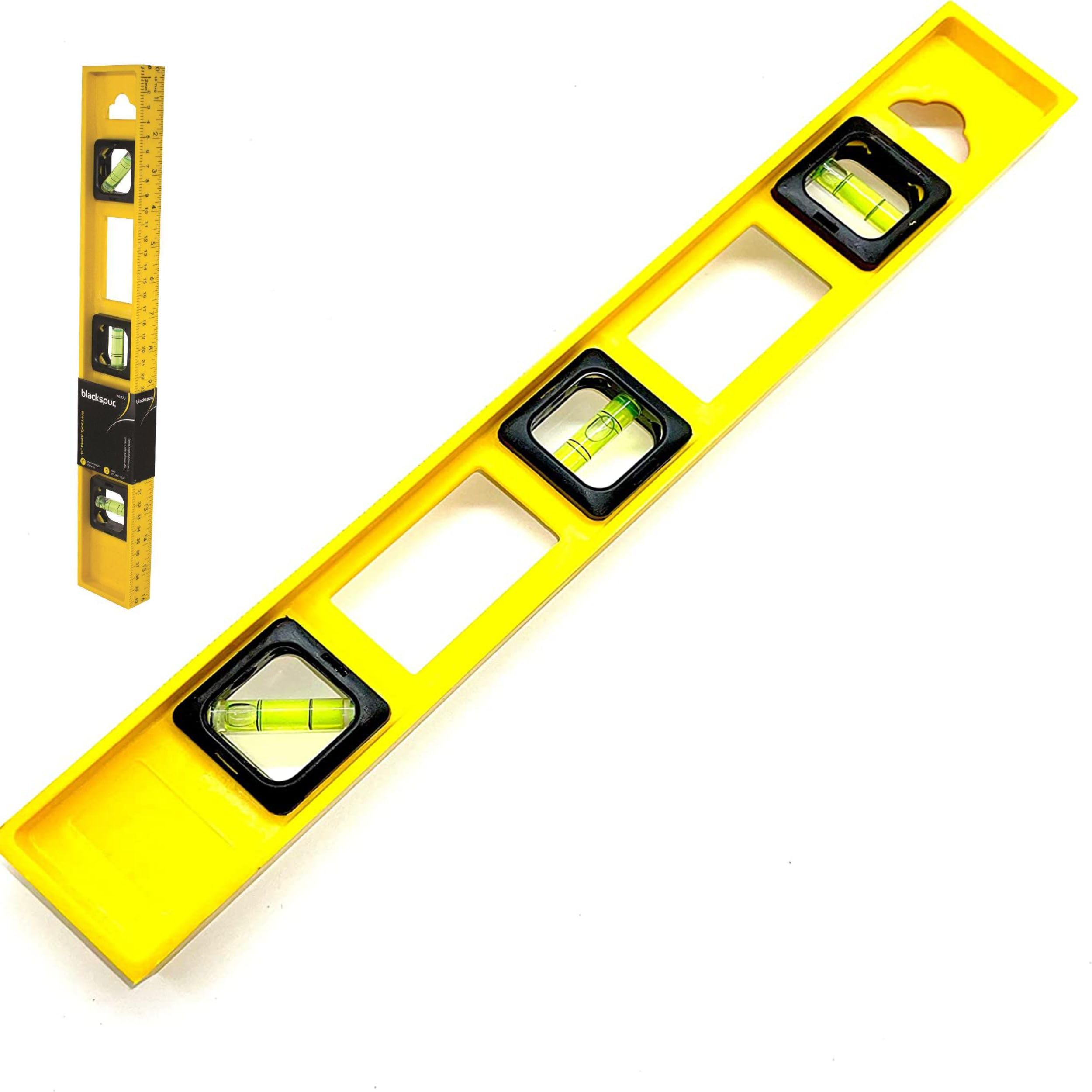 Spirit Level Medium Size Unbreakable Shock Proof Torpedo Plastic Level Boat Scaffold Level Builders Home DIY Brick Laying with 3 Bubble 45°,90°,180°, 400 mm/16 Inch (Pack of 1) Assorted Colours