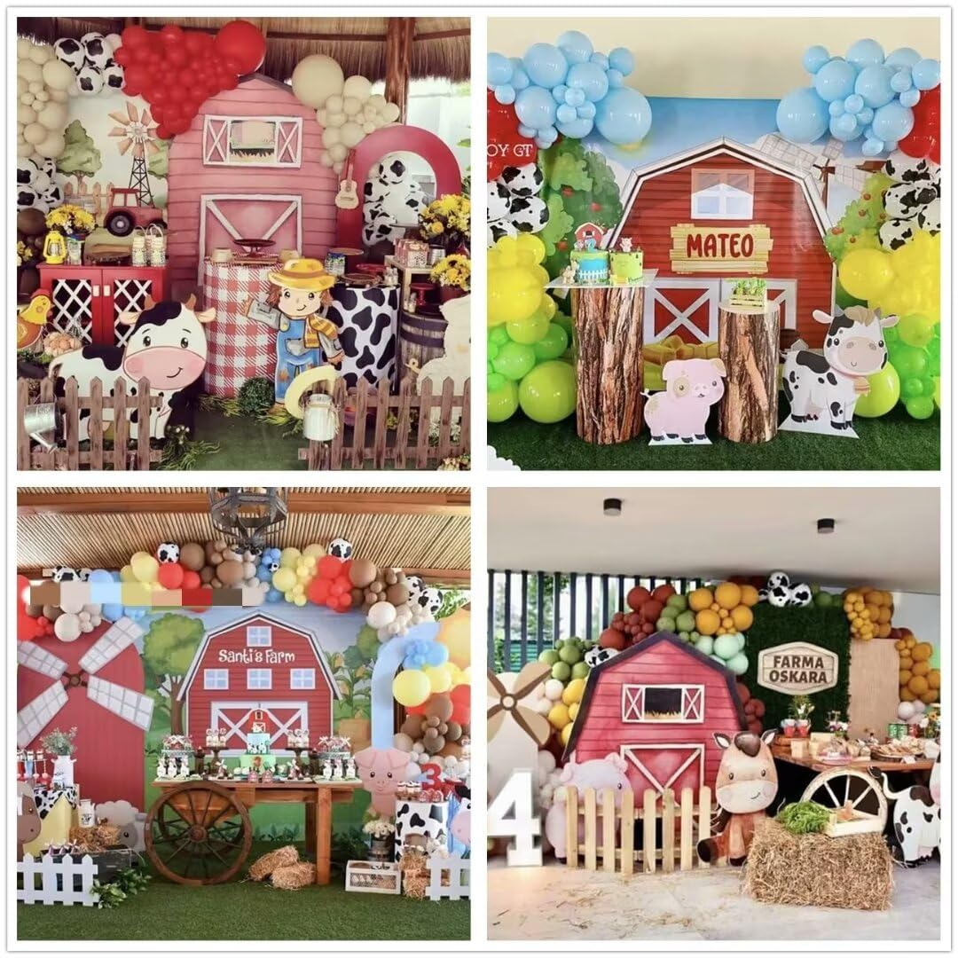 Fienile Farm Windmill Arches Sfondo Copertura per bambini Mucche Compleanno Bomboniere Arch Stand Elastico Tessuto Coperture Baby Shower Party Forniture Tovaglia Decorazioni 0,9 x 1,8 m