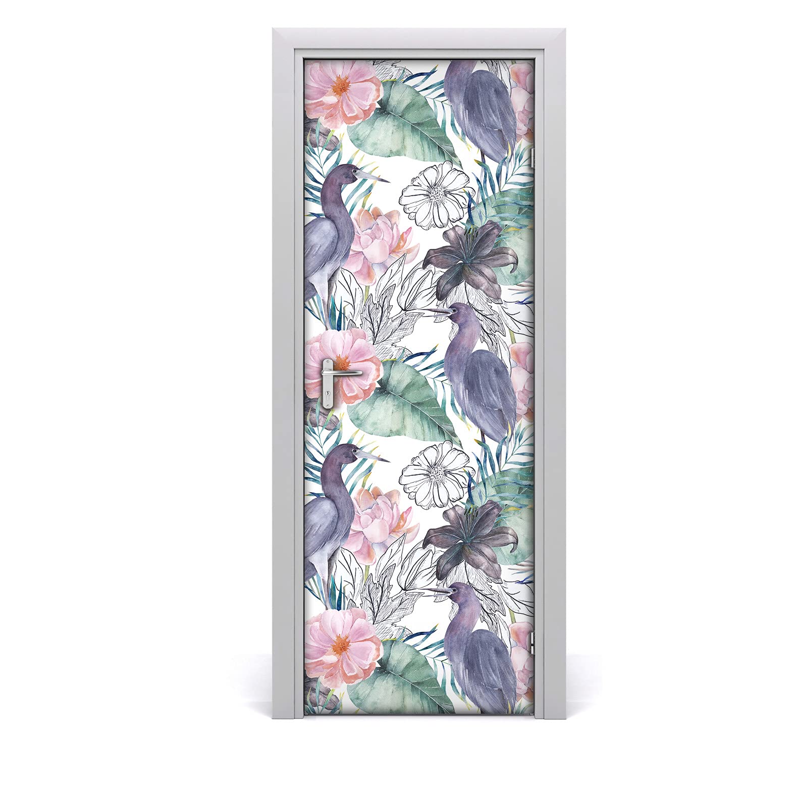 Papier peint sur la porte des oiseaux pour salon et chambre moderne