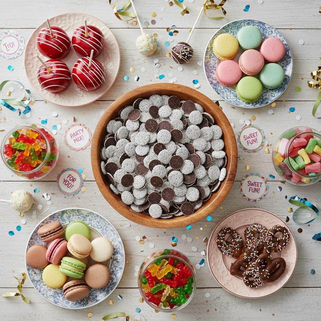 SweetGourmet Regular Nonpareils, Dark Chocolate Disks Topped with White Nonpareils, 2 Pound Bag