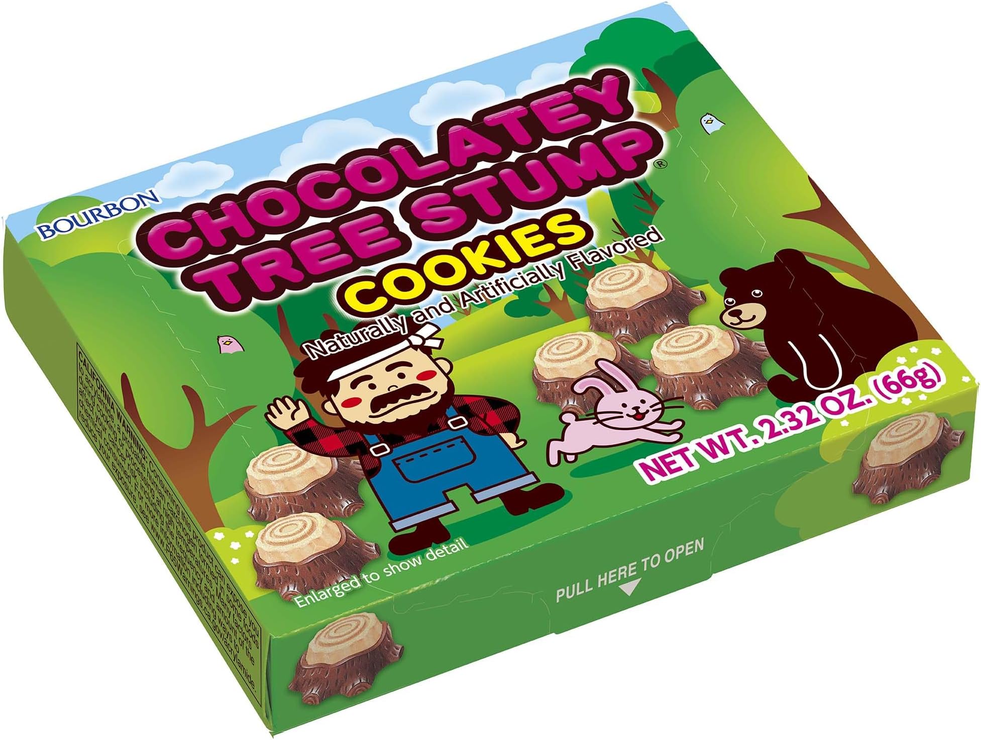 Bourbon Chocolatey Tree Stump Cookies, 10-Pack – Japanese Stump-Shaped Biscuits with Rich Chocolate Filling