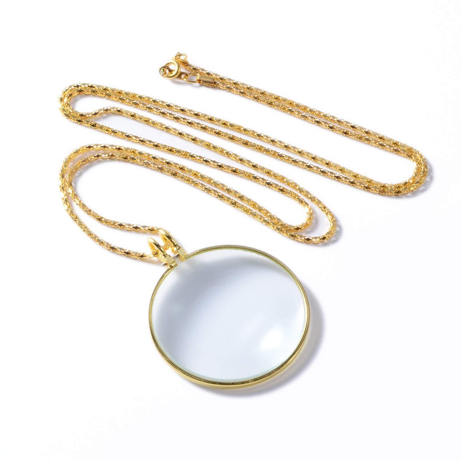 5X Magnifier Necklace Pendant Hanging Magnifying Glass Chain Pocket Magnifier Reading Loupe Magnifying Monocle Long Necklace Pendant for Women Men