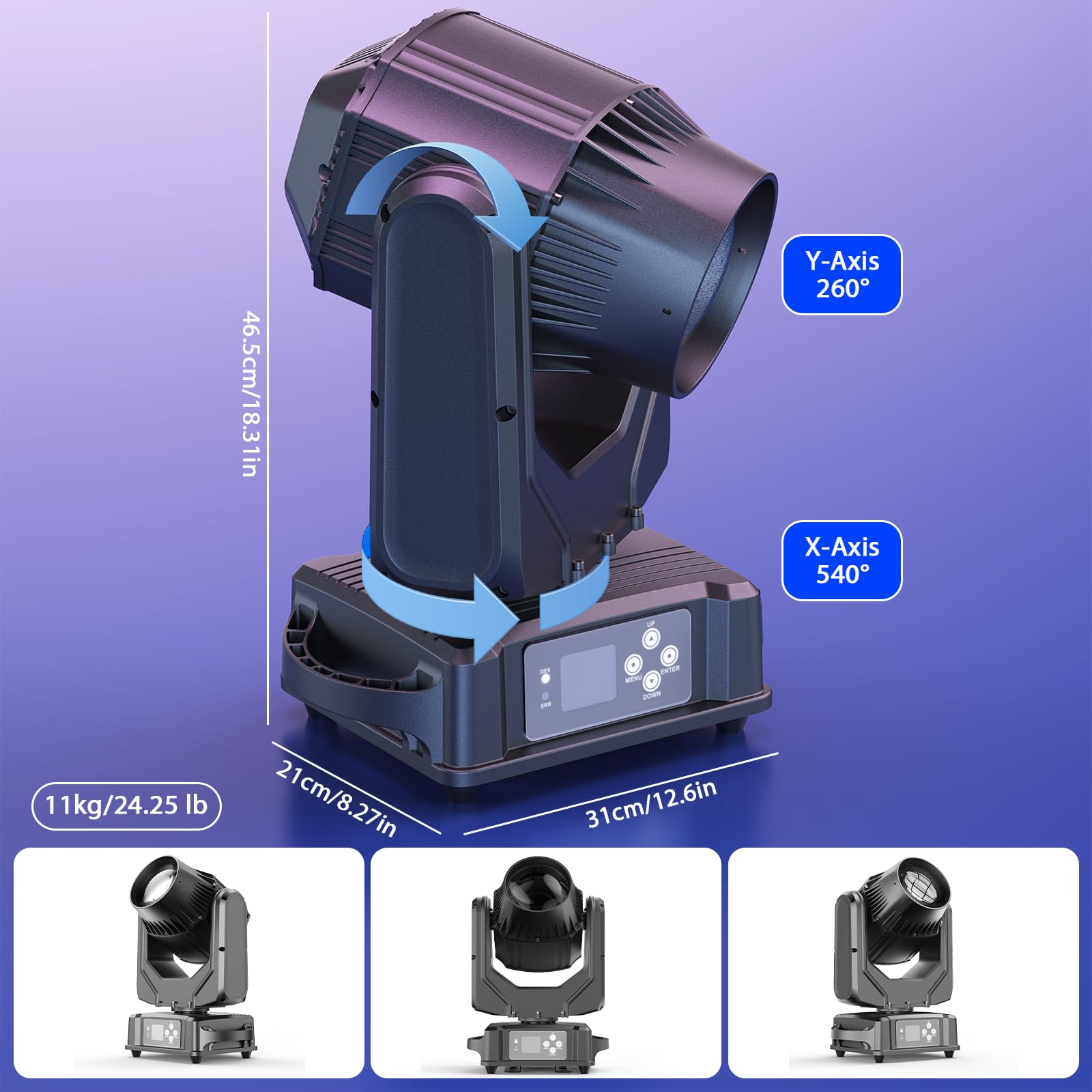 2PCS 300W Lyre LED IP65 Étanchéité Lumière de Scène, 24 Prismes Luminaires à Tête Rotative dmx512 Jeu de Lumiere pour DJ Club Fête Bar Théâtre Mariage