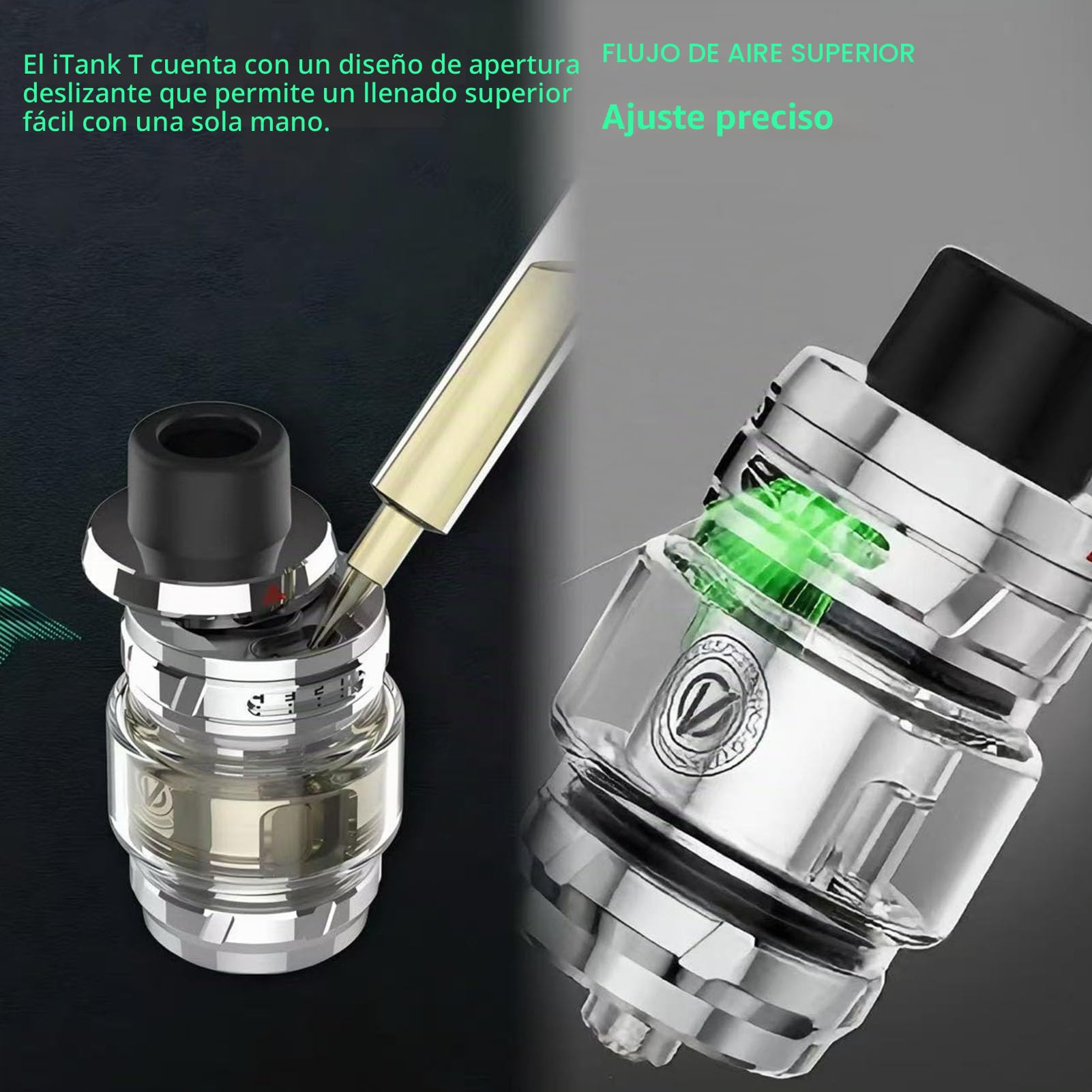 Vaporesso Armour Ultra Kit Built in 5500mAh Battery | 100W Tri-Proof Box MOD 510 thread | 6ml Slide-open Itank T (dual mesh coil) DTL Vaping (Negro obsidiana)