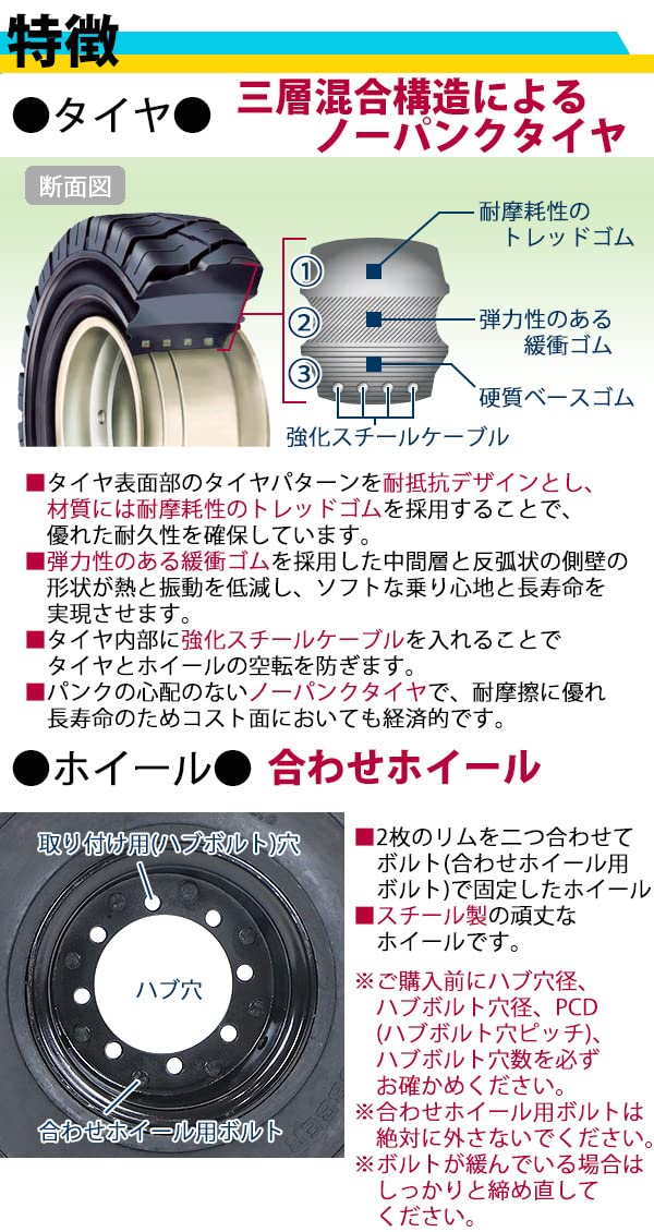 Amazon | フォークリフト用タイヤ 合わせホイール付き 1本 TR15