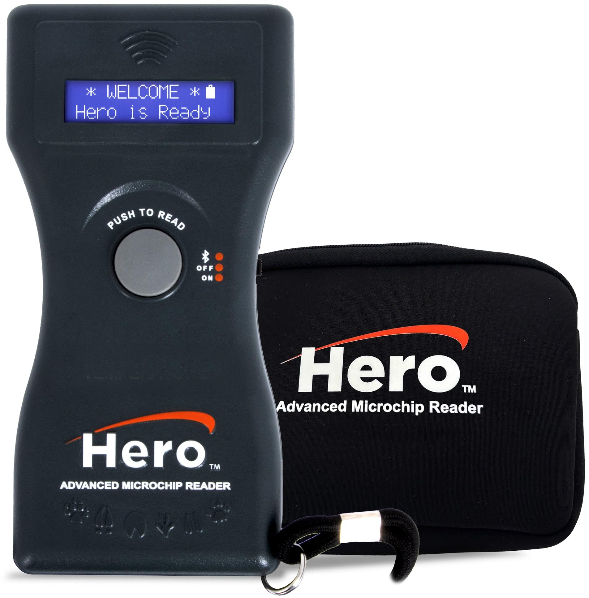 Hero Universal Microchip Scanner – Reads ISO & Non-ISO Pet Microchips – Bluetooth® Enabled with 15-Minute Display Hold – Backlit LCD Screen, Protective Case & FCC Certified – 7-Inch Handheld Reader