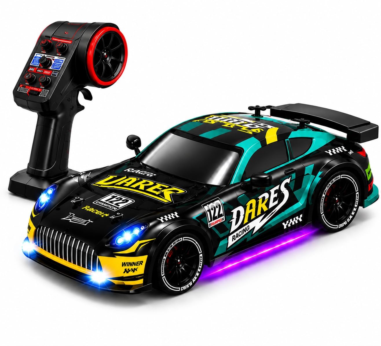 Remote Control Black Drift Car for Kids, High-Speed RC Sports Cars with Wireless Remote Control, Realistic LED Lights, Premium Design Mini Racing & Drifting Vehicle, (Black-Drift Car)-image-27
