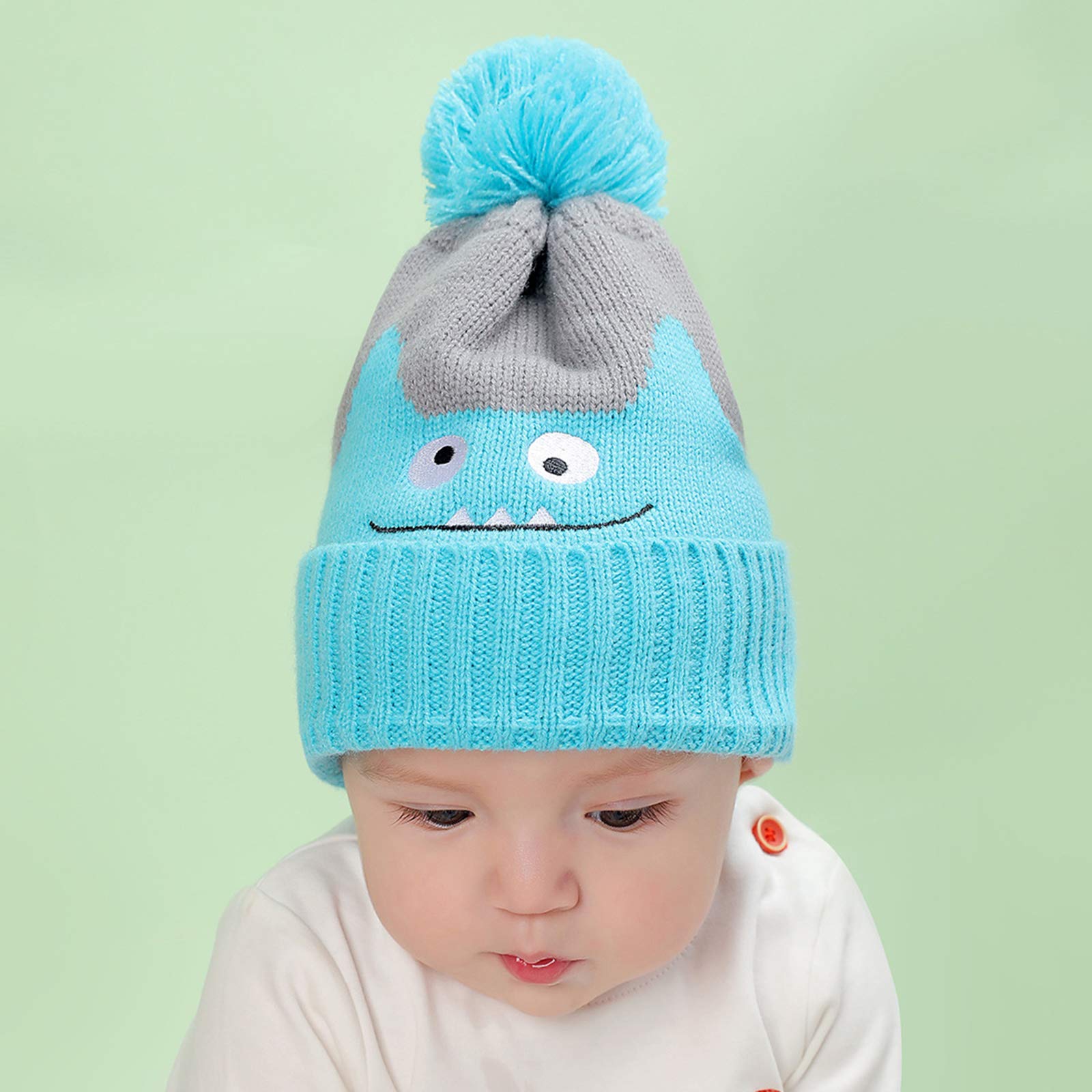 iFCOW Baby Strickmütze für Neugeborene Kleinkind Winter Warm Cartoon Mütze
