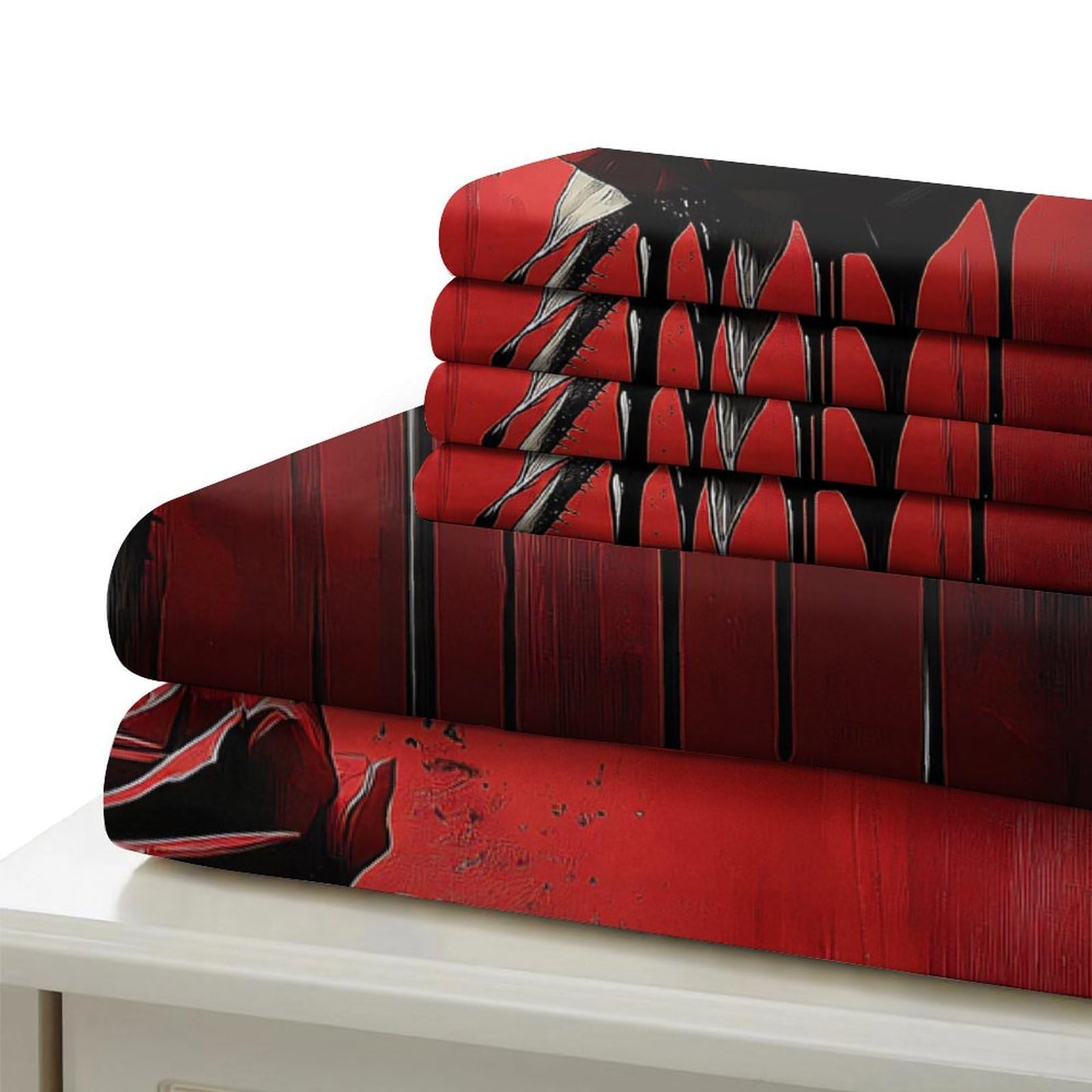Blutige Rosen 3-teiliges Pflegeleichtes Polyester Gotische Kunst Stil Kinderbettbezugset, 2 Kissenbezug, Unsichtbarer Reißverschluss, Babysicher King（220x240cm）