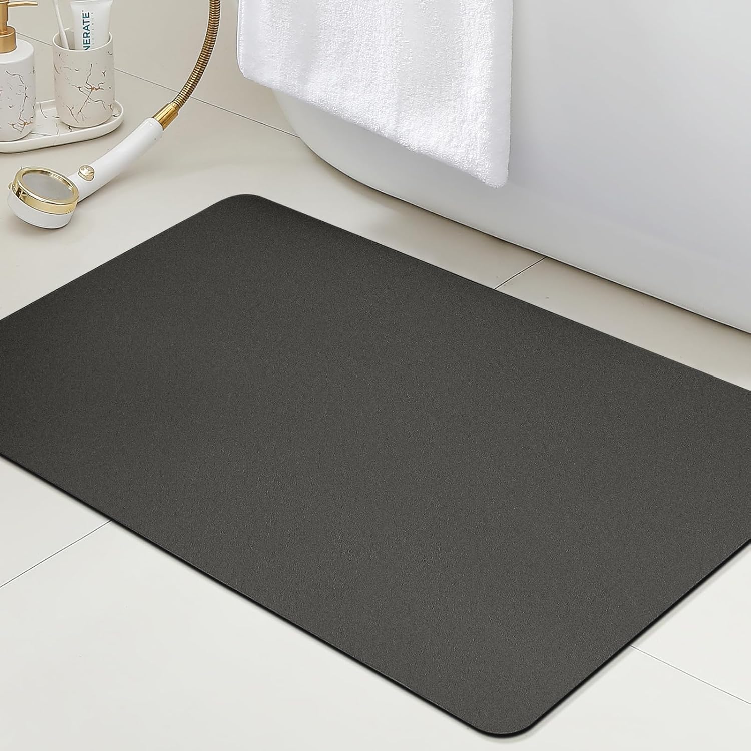 Ultra Thin Bath Mat Upgrade Backing Non Slip Thin Bath Mats Fit Under Door Quick Dry Ultra Absorbent