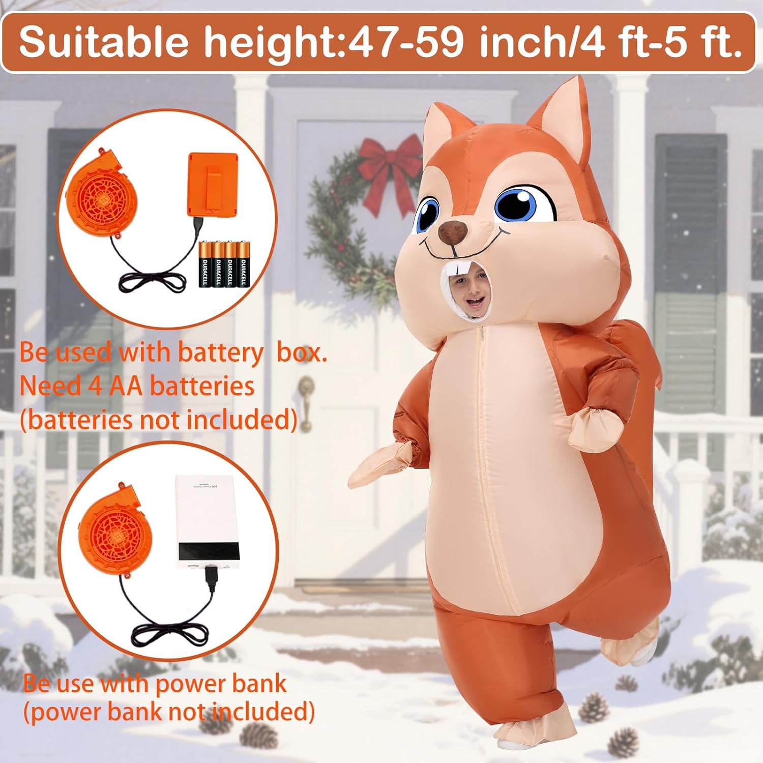 Spinosaurus Inflatable Squirrel Costume Kids Thanksgiving Inflatable Costume Christmas Blow Up Squirrel Costumes Halloween Inflatable Suit for Boys Girls - Image 2