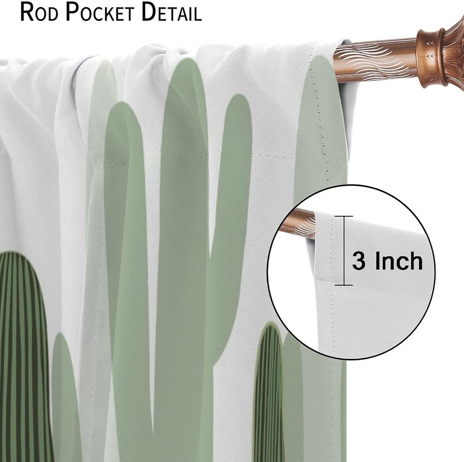 Wild Cactus Kitchen Blackout Curtains,Tropical Watercolor Cactus Forest Green Succulents Flower Print Rod Pocket Window Drapes for Kids Room Living Room 42x45 Inch