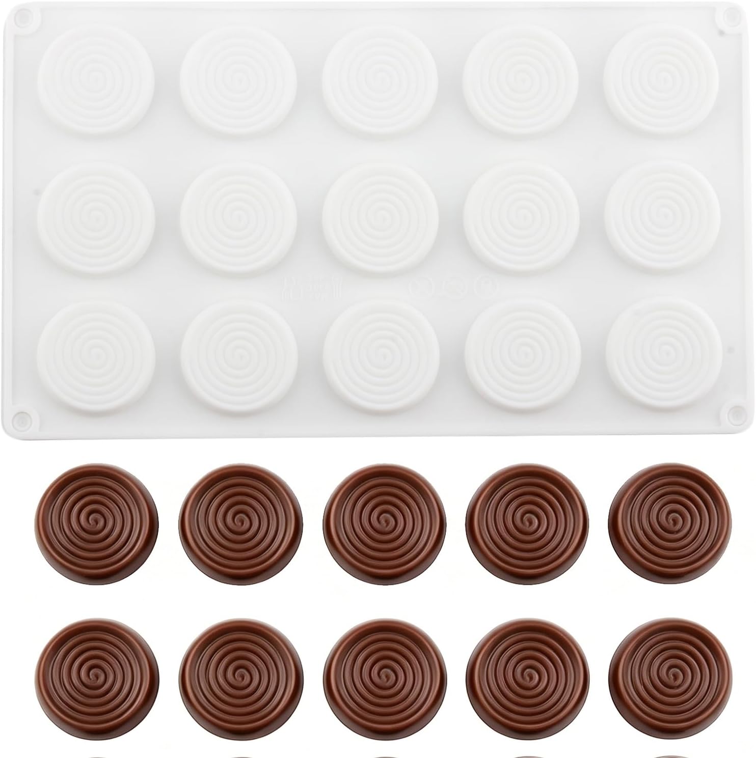 15-Cavity Tourbillon Silicone Molds Round Spiral Candy Mold