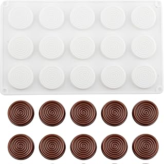 15 Cavity Tourbillon Silicone Candy Molds | Round Spiral Chocolate Mold For Chocolate Candy Cupcake Topper Decorating