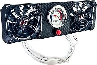 OZ-USA Dual RV Fridge Evaporator Fin Cooling Fan Thermometer Whisper Quiet 12v Carbon Fiber