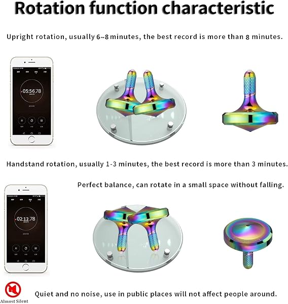Toupie en métal en Acier Inoxydable, Jouet de décompression EDC Bien conçu, Parfaitement équilibré, Aide à réduire Le Stress, l'anxiété (3PCS Noir+Argenté+Iridescent/L) - 3